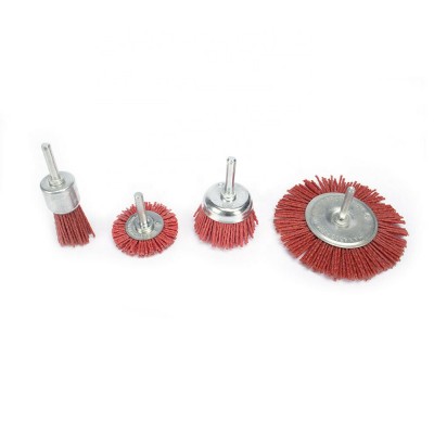 4Pcs 25mm-100mm Abrasive Nylon Wire Polishing Brush Set Rotary Tools 6mm Shank